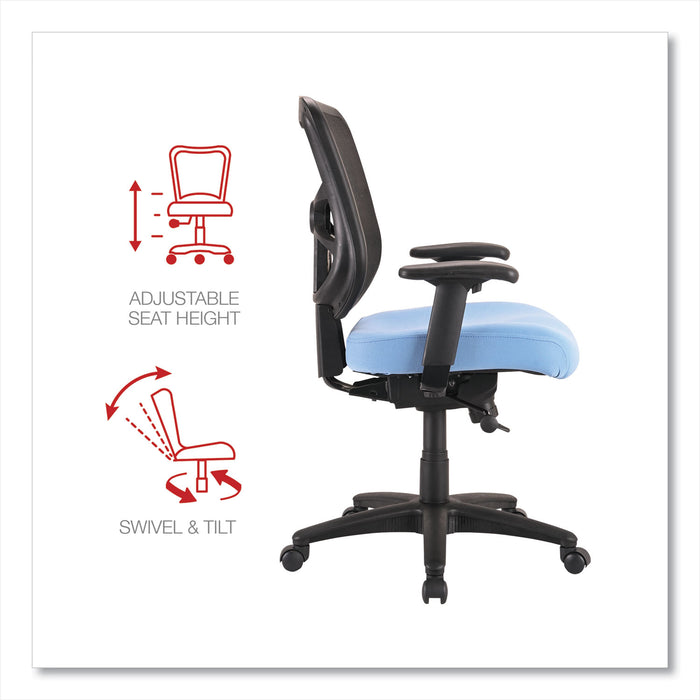 Alera Elusion Series Mesh Mid-Back Swivel/Tilt Chair, Supports Up to 275 lb, 17.9" to 21.8" Seat Height, Light Blue Seat