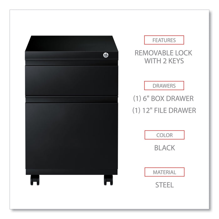 File Pedestal with Full-Length Pull, Left or Right, 2-Drawers: Box/File, Legal/Letter, Black, 14.96" x 19.29" x 21.65"