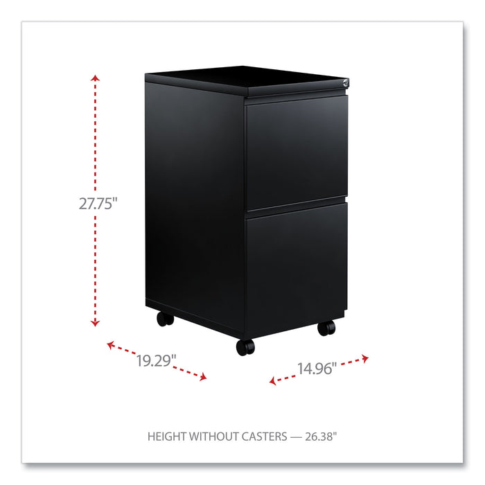 File Pedestal with Full-Length Pull, Left or Right, 2 Legal/Letter-Size File Drawers, Black, 14.96" x 19.29" x 27.75"