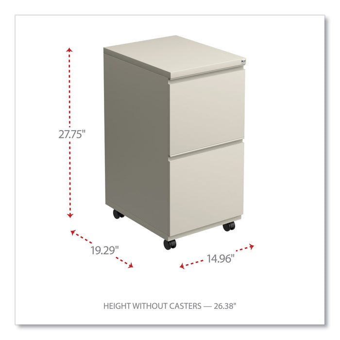 File Pedestal with Full-Length Pull, Left or Right, 2 Legal/Letter-Size File Drawers, Putty, 14.96" x 19.29" x 27.75"