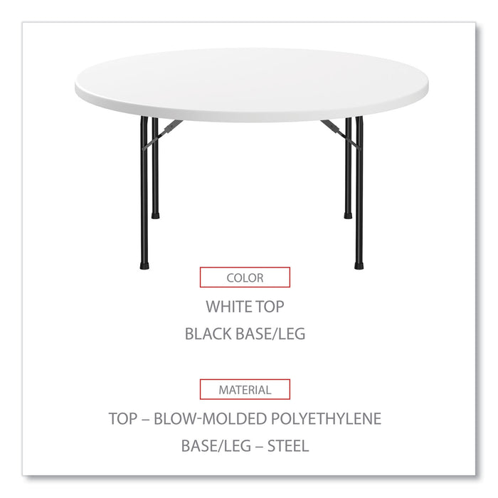 Round Plastic Folding Table, 60" Diameter x 29.25h, White