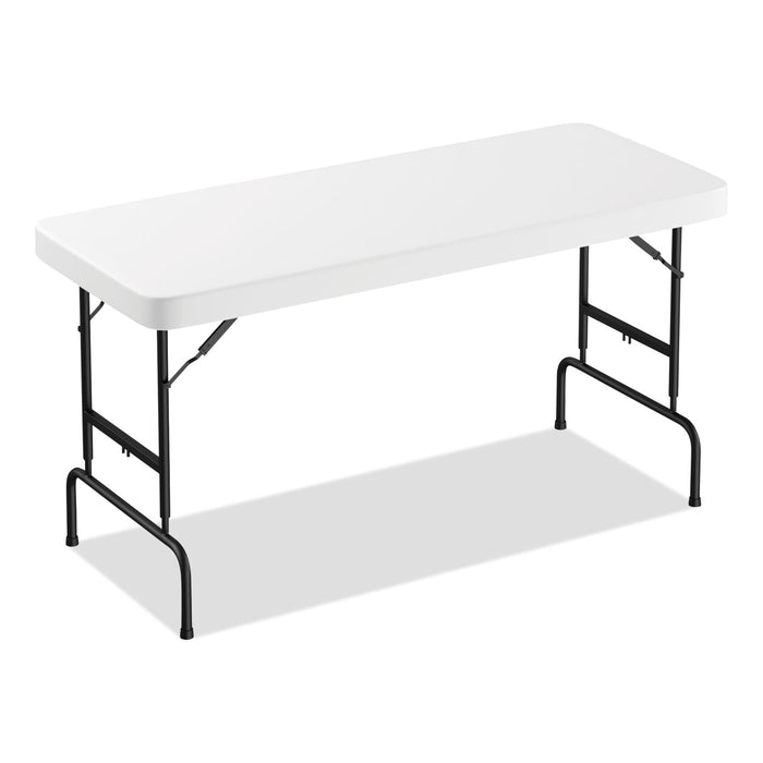 Fold in Half Plastic Folding Table, Rectangular, 72w x 29.63d x 29.25 to 37.13h, White