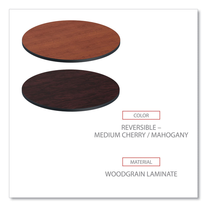 Reversible Laminate Table Top, Round, 35.5" Diameter, Medium Cherry/Mahogany