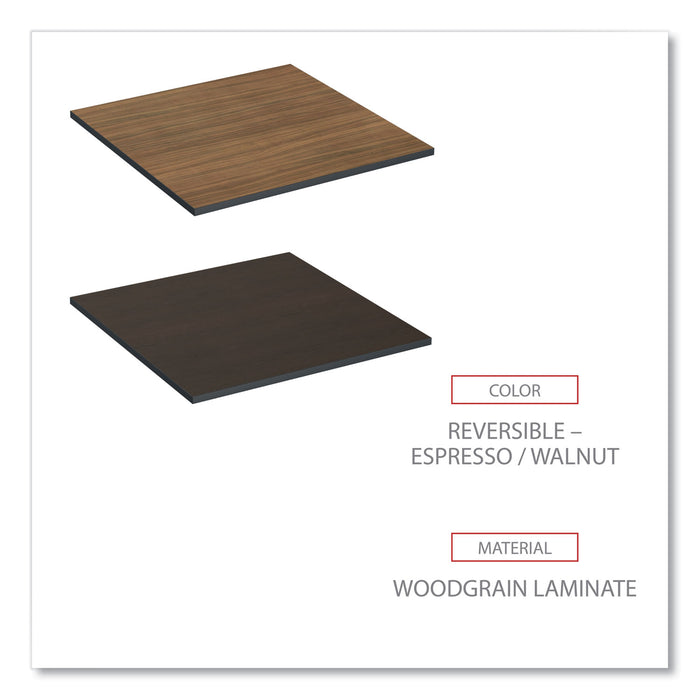 Reversible Laminate Table Top, Square, 35.38w x 35.38d, Espresso/Walnut