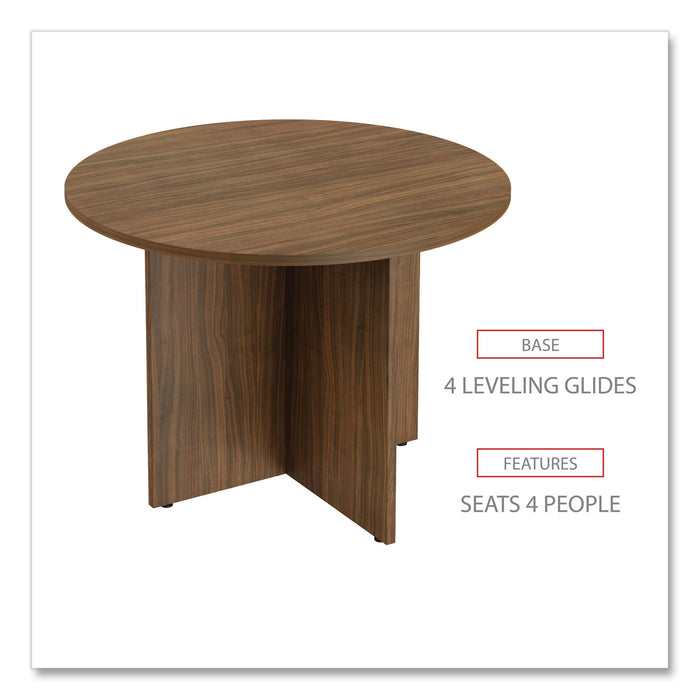 Alera Valencia Round Conference Table with Legs, 42" Diameter x 29.5h, Modern Walnut