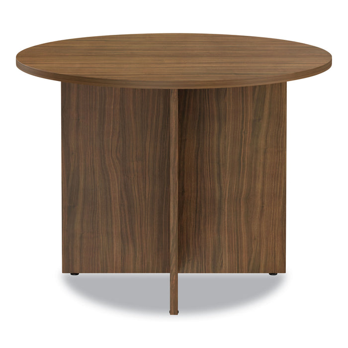 Alera Valencia Round Conference Table with Legs, 42" Diameter x 29.5h, Modern Walnut