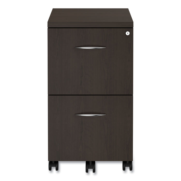 Alera Valencia Series Mobile Pedestal, Left or Right, 2 Legal/Letter-Size File Drawers, Espresso, 15.38" x 20" x 26.63"