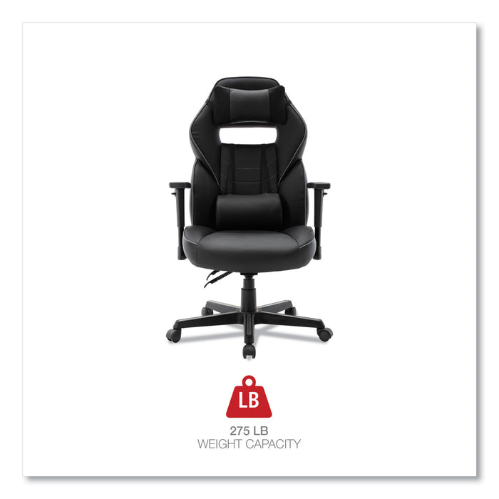 Racing Style Ergonomic Gaming Chair, Supports 275 lb, 15.91" to 19.8" Seat Height, Black/Gray Trim Seat/Back, Black/Gray Base