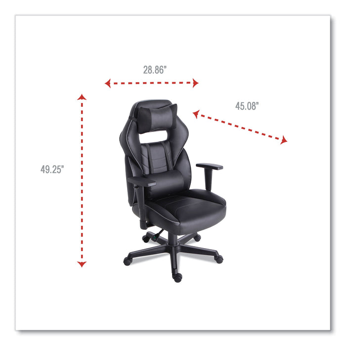 Racing Style Ergonomic Gaming Chair, Supports 275 lb, 15.91" to 19.8" Seat Height, Black/Gray Trim Seat/Back, Black/Gray Base