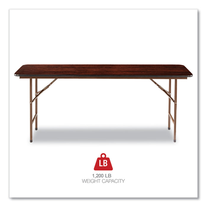 Wood Folding Table, Rectangular, 71.88w x 17.75d x 29.13h, Mahogany