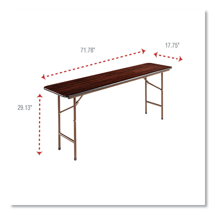 Wood Folding Table, Rectangular, 71.88w x 17.75d x 29.13h, Mahogany