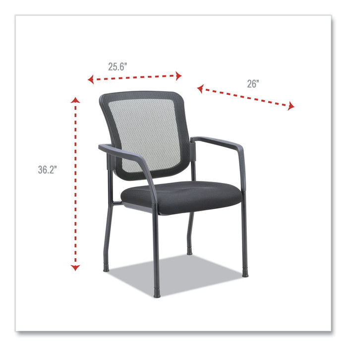 Alera Elusion Series Mesh Back Stacking Guest Chair, 26" x 25.6" x 36.2", Black Seat, Black Back, Black Base