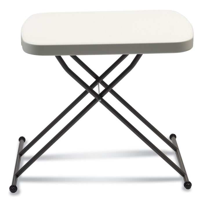 Height-Adjustable Personal Folding Table, Rectangular, 26.63" x 25.5" x 25" to 36", White Top, Dark Gray Legs