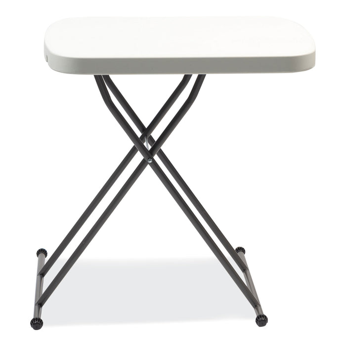 Height-Adjustable Personal Folding Table, Rectangular, 25.6" x 17.7" x 19" to 28", White Top, Dark Gray Legs