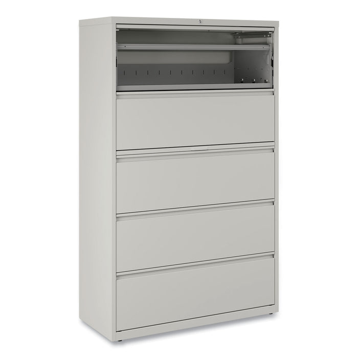 Lateral File, 5 Legal/Letter/A4/A5-Size File Drawers, 1 Roll-Out Posting Shelf, Light Gray, 42" x 18.63" x 67.63"