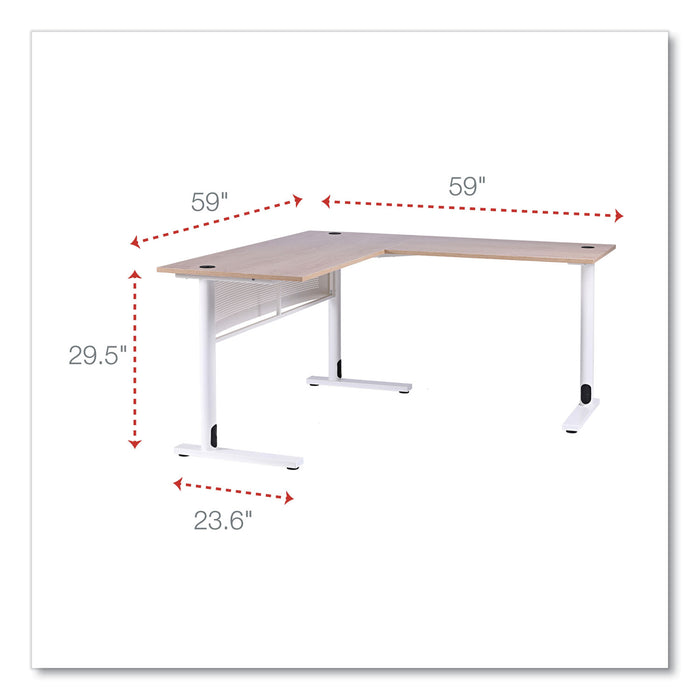 L-Shaped Writing Desk, 59.05" x 59.05" x 29.53", Beigewood/White