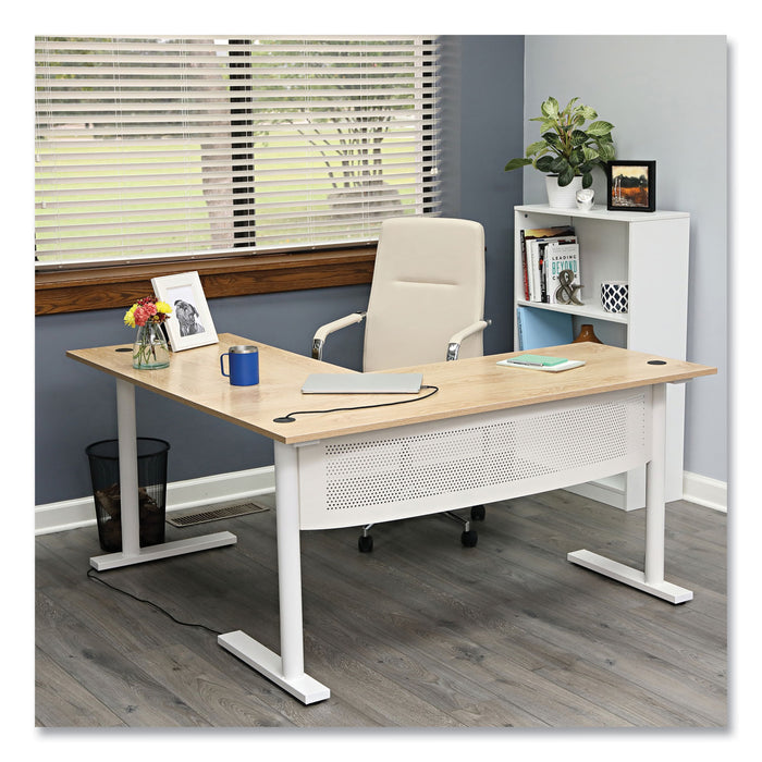 L-Shaped Writing Desk, 59.05" x 59.05" x 29.53", Beigewood/White