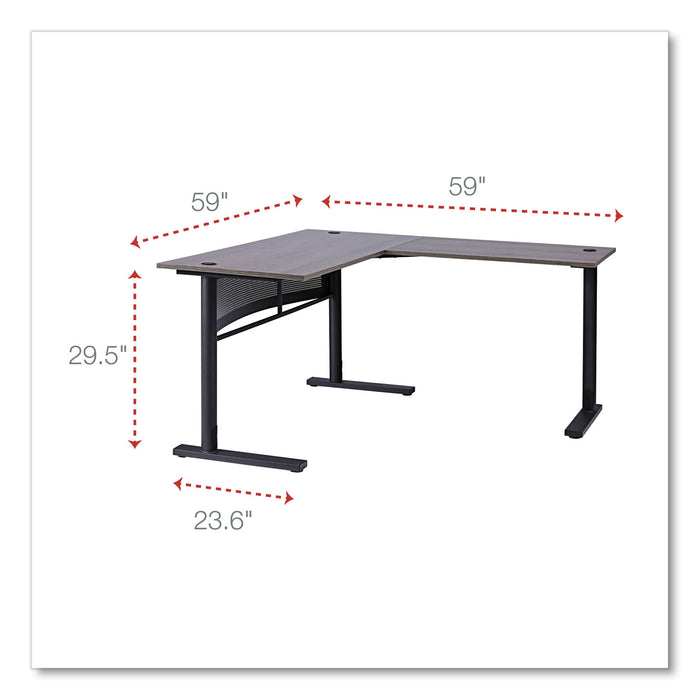 L-Shaped Writing Desk, 59.05" x 59.05" x 29.53", Gray/Black