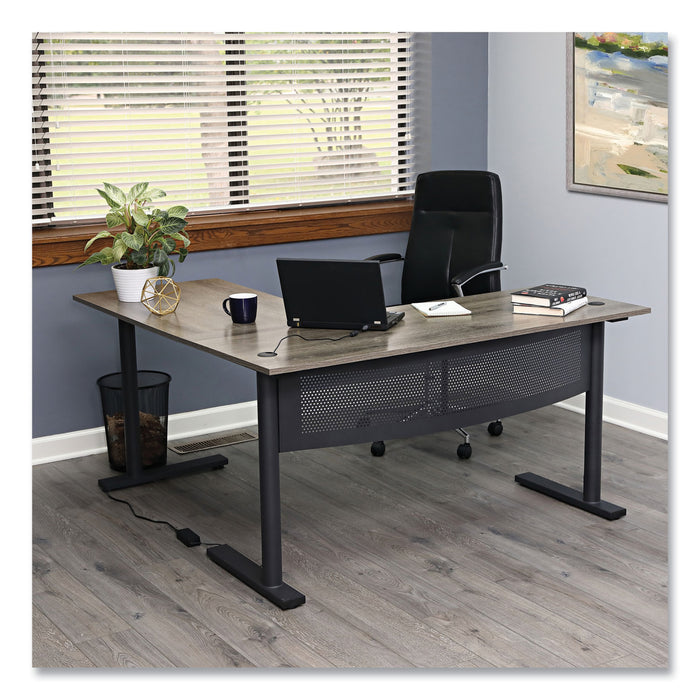 L-Shaped Writing Desk, 59.05" x 59.05" x 29.53", Gray/Black