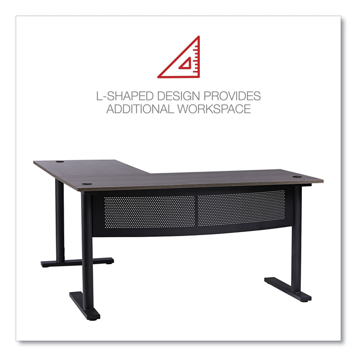 L-Shaped Writing Desk, 59.05" x 59.05" x 29.53", Gray/Black