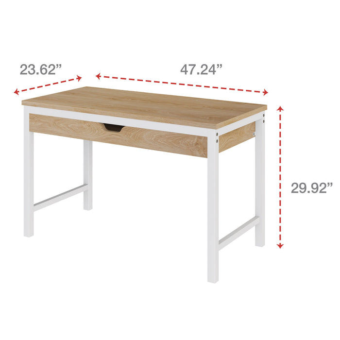 Modern Writing Desk, 47.24" x 23.62" x 29.92", Beigewood/White