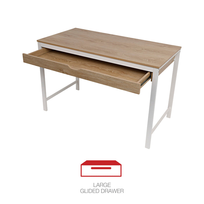 Modern Writing Desk, 47.24" x 23.62" x 29.92", Beigewood/White