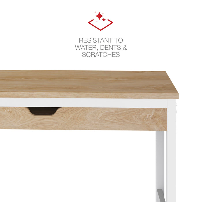 Modern Writing Desk, 47.24" x 23.62" x 29.92", Beigewood/White