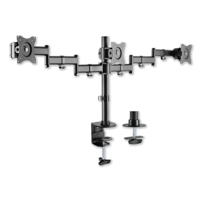 AdaptivErgo Pole-Mount Triple Arm for 27" Monitors, 360 deg Rotation, +45/-45 deg Tilt, 45 deg Pan, Black, Supports 17.6 lb