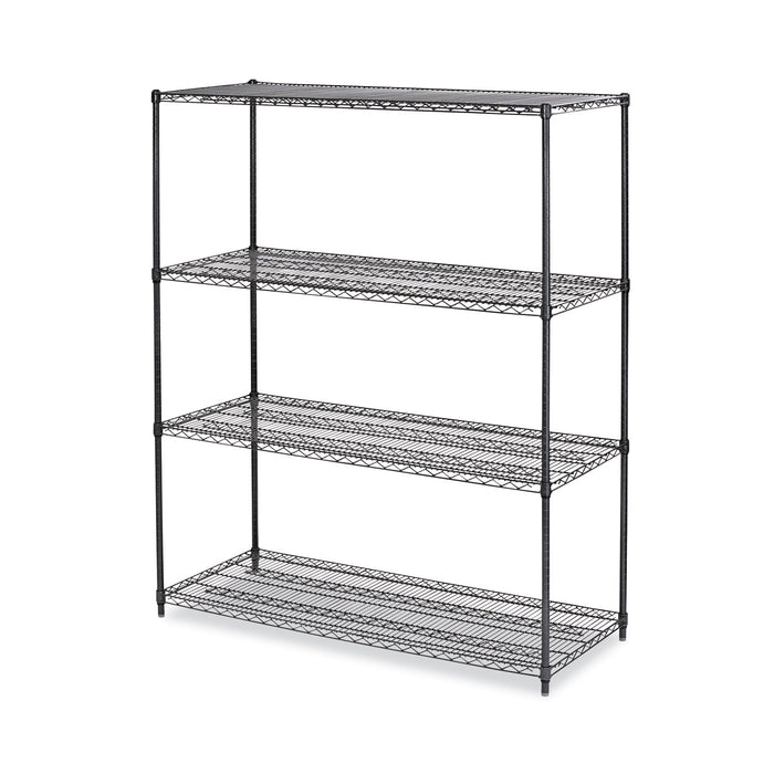 All-Purpose Wire Shelving Starter Kit, Four-Shelf, 60w x 24d x 72h, Black Anthracite Plus