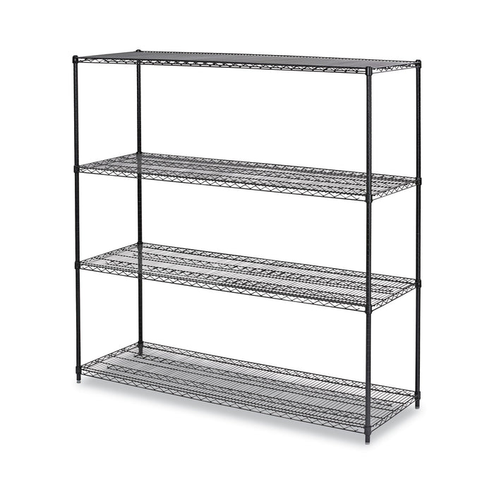 BA Plus Wire Shelving Kit, Four-Shelf, 72w x 24d x 72h, Black Anthracite Plus