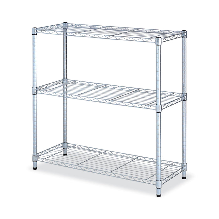 Residential Wire Shelving, Three-Shelf, 36w x 14d x 36h, Silver