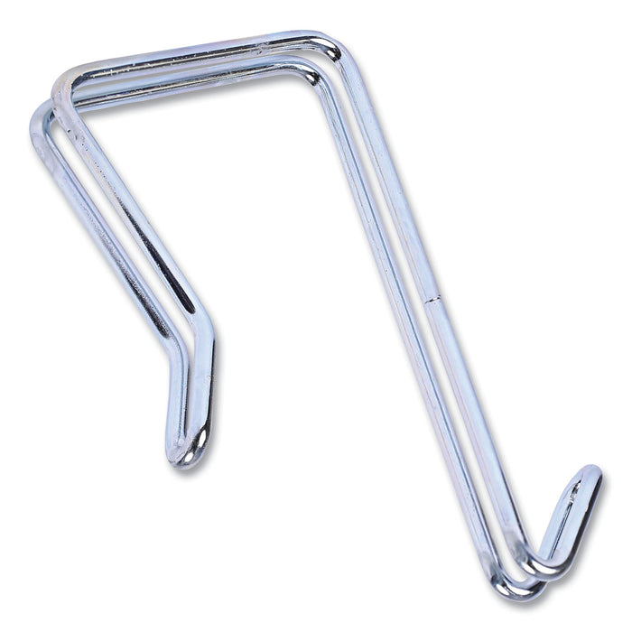 Single Sided Partition Garment Hook, Steel, 0.5 x 3.13 x 4.75, Over-the-Door/Over-the-Panel Mount, Silver, 2/Pack