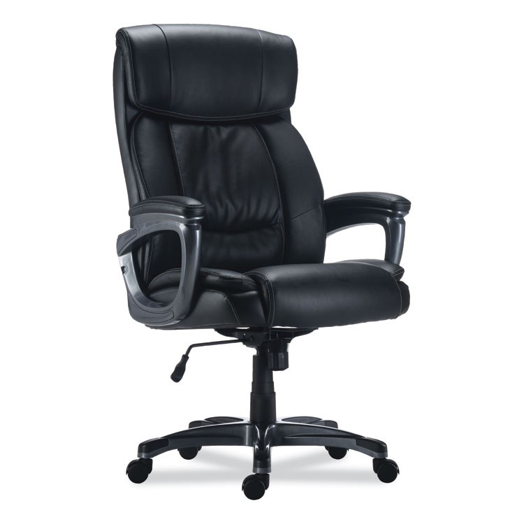 Luxuriously Padded High Back Black Leather Executive Office Chair with  Lumbar Support